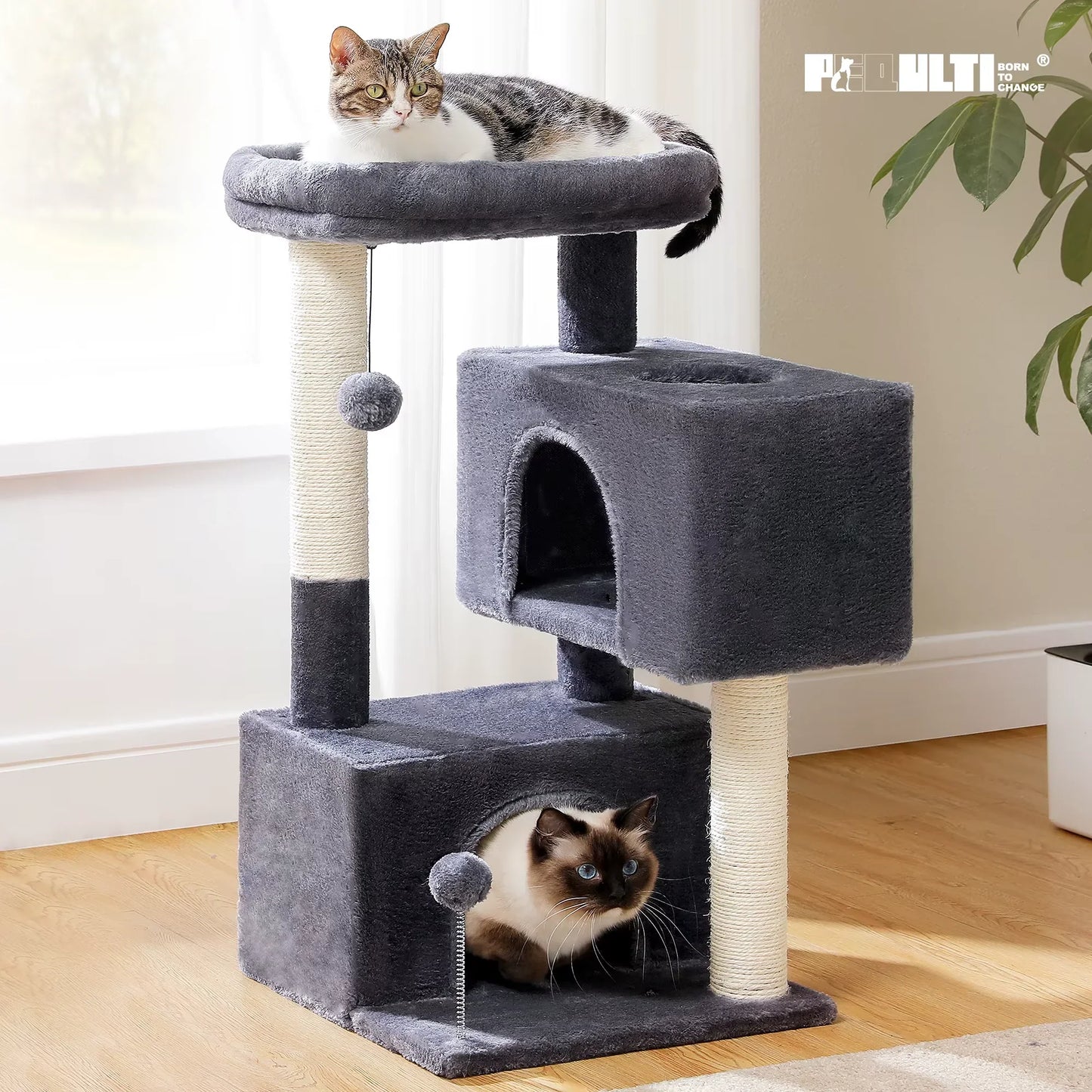 Blue Cat Tree for Large Cats Cat Tower for Indoor 