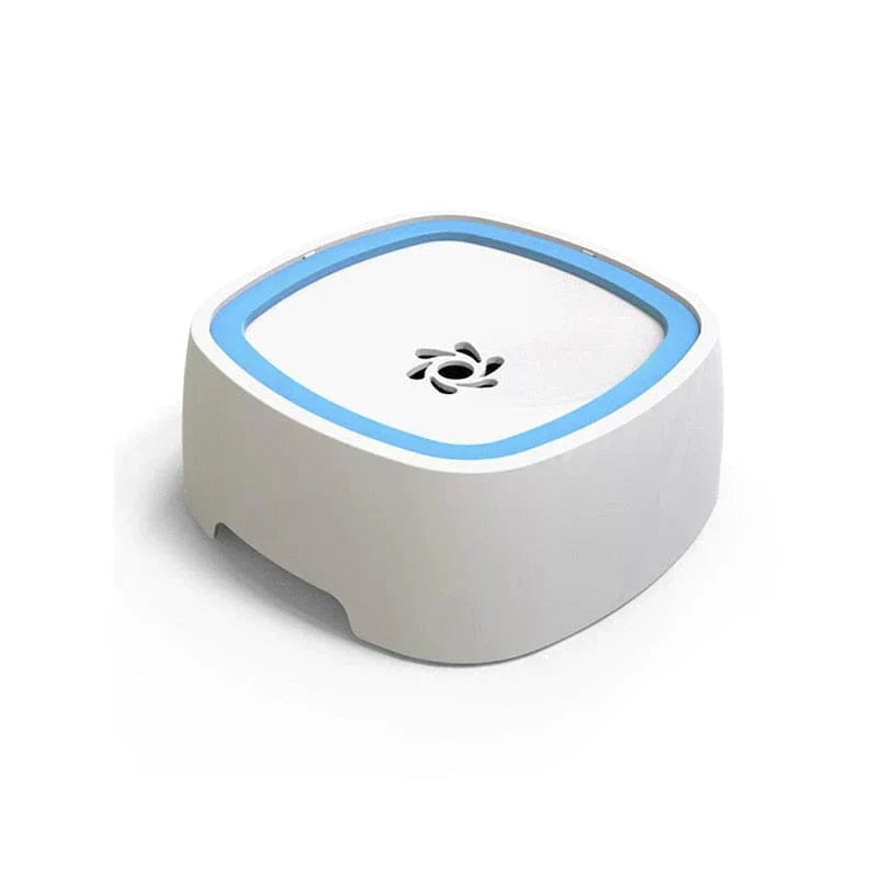 White and blue water bowl