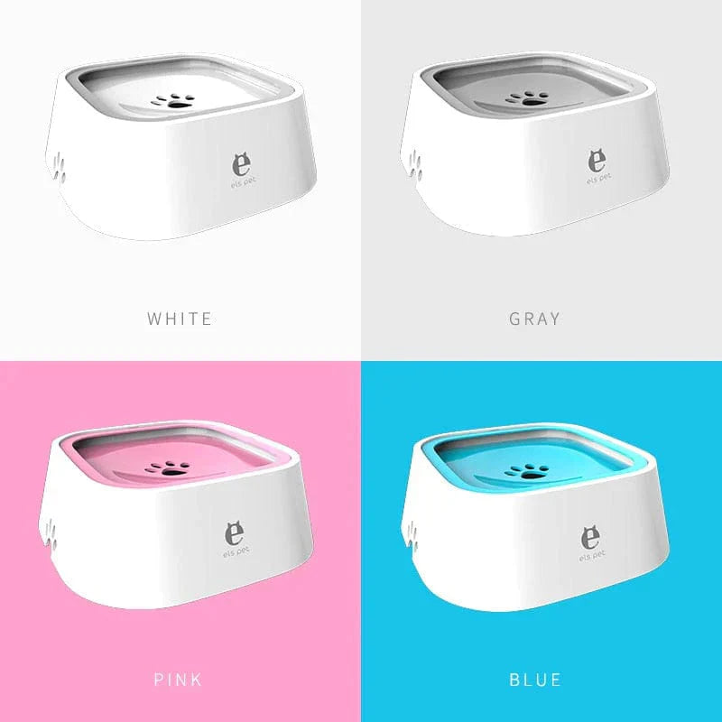 Four color options of a pet water fountain on a white background.