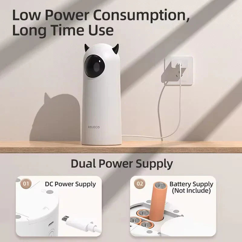 Product with dual power supply features on a wooden shelf