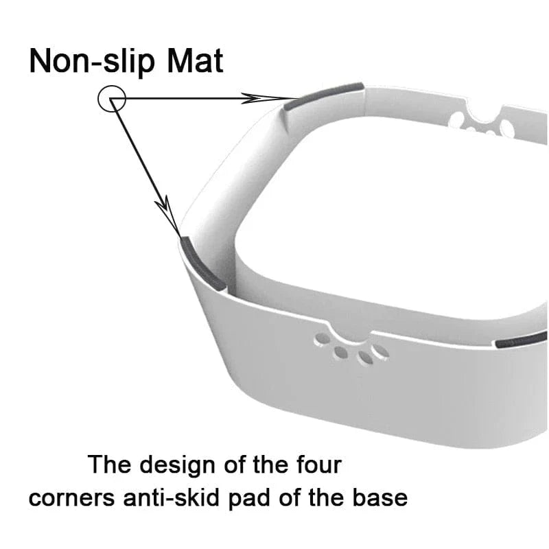 Diagram showing the non-slip mat design on a base with text labels.