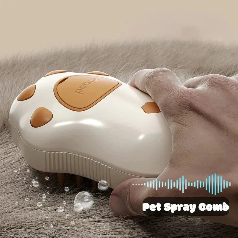 Pet spray comb being used on a pet with bubbles around it