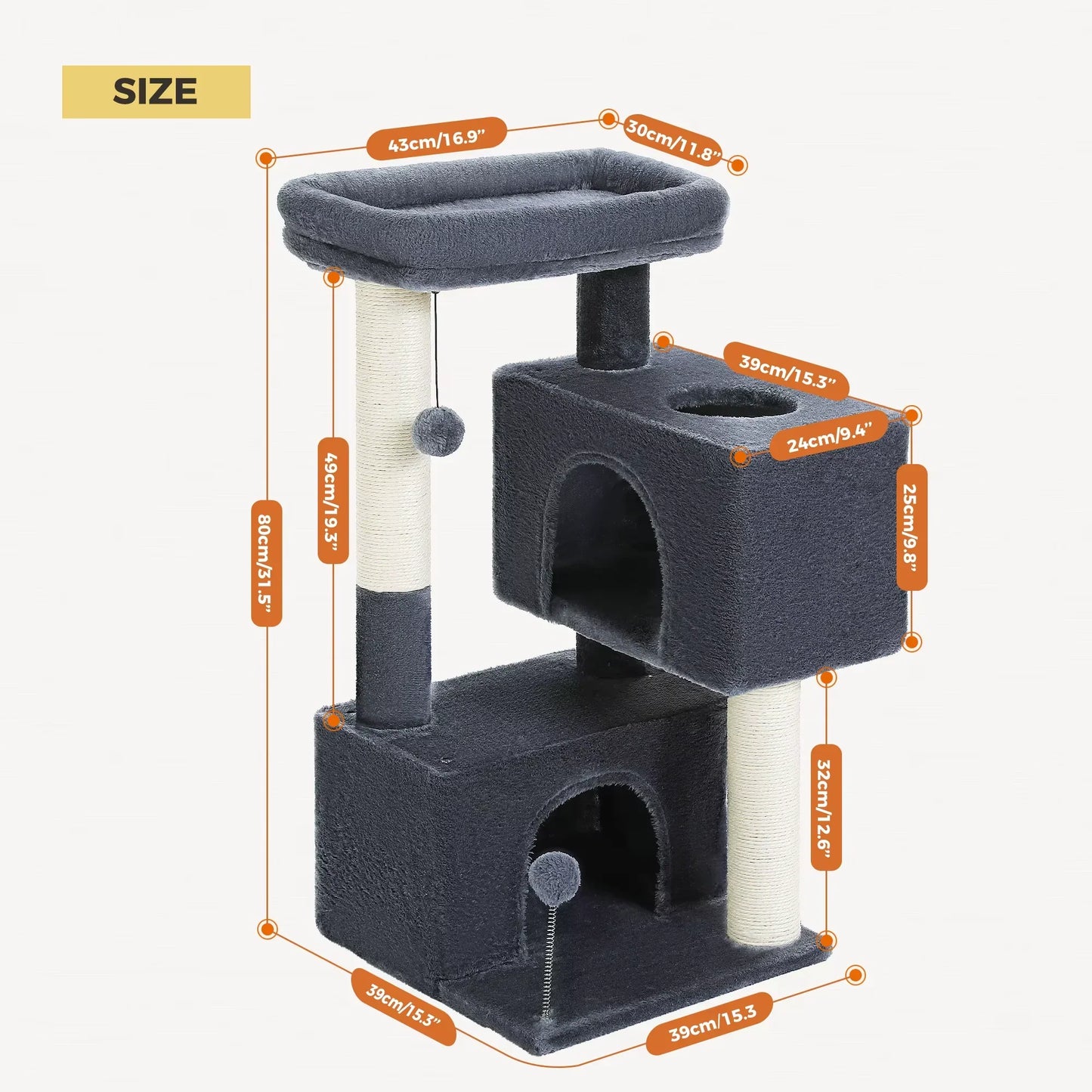 Size for Cat Tree for Large Cats Cat Tower for Indoor 