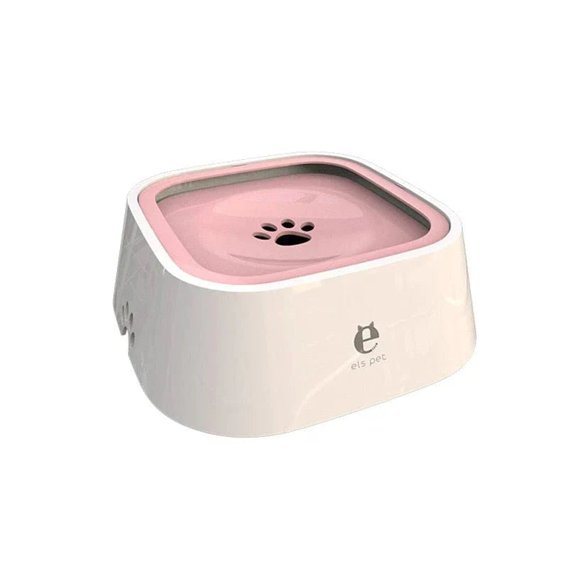 Pink and white water bowl